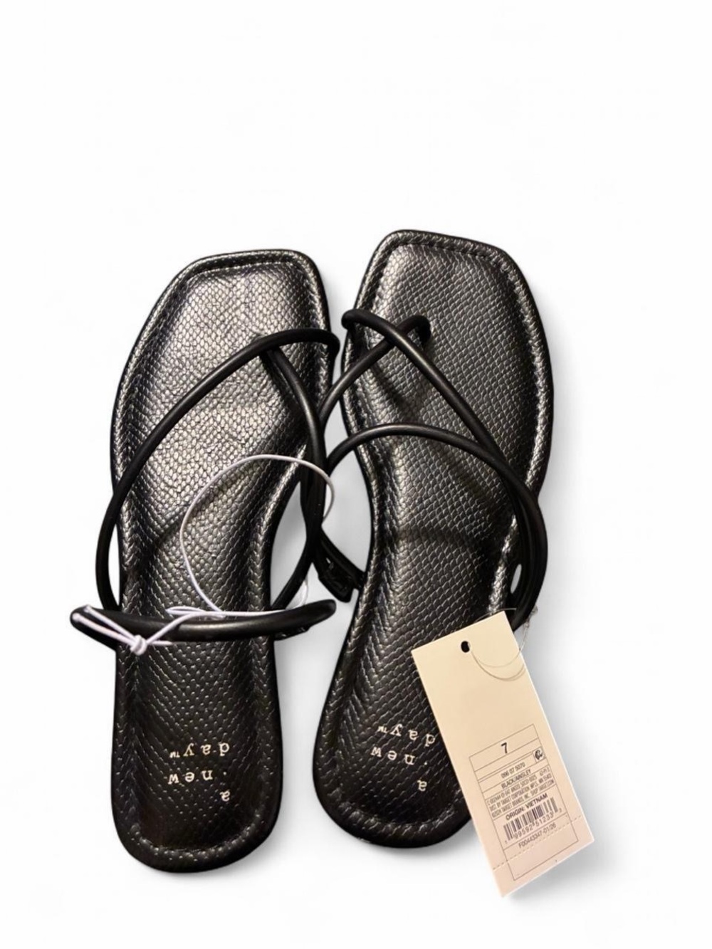 Charles & Keith Black Strappy Square-Toe Sandals